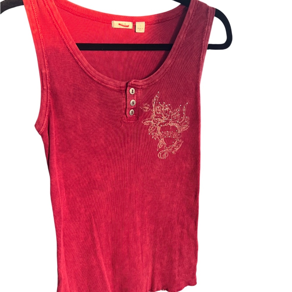 Apt. 9 Red Tank Top with Embroidery